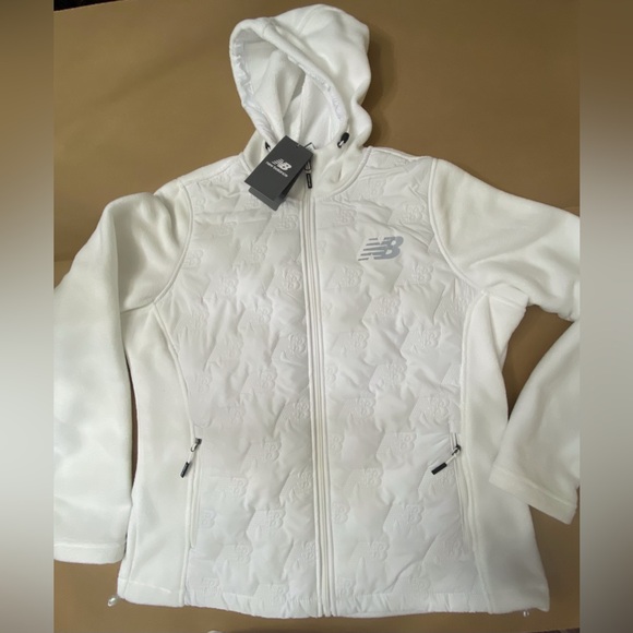 New Balance [XL] Branded White Full-Zip Fleece Jacket - Picture 5 of 15
